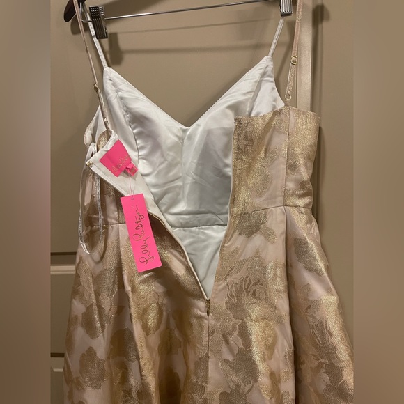 Lilly Pulitzer Alisalynn Floral Brocade high-low dress NEW 6 Gold Valentine’s - Picture 7 of 11